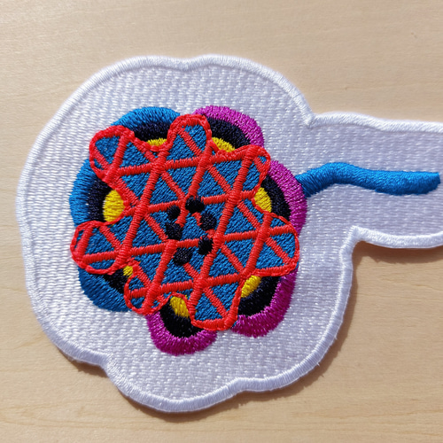 隕石の花 ワッペン ブルー 青 タイプ1 刺繍 アップリケ ホームメイド