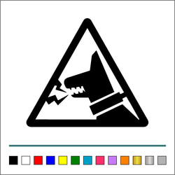 番犬【 WARNINGA 犬 三角 】002 中サイズ ステッカー 左向き 【カラー選択可】 送料無料♪ 1枚目の画像