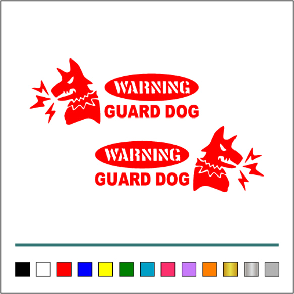 番犬 001【 WARNINGA GUARD DOG 楕円 】ステッカー お得左右セット【カラー選択可】 送料無料♪ 7枚目の画像
