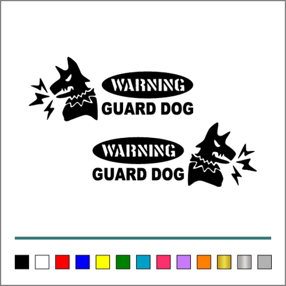 番犬 001【 WARNINGA GUARD DOG 楕円 】ステッカー お得左右セット【カラー選択可】 送料無料♪ 5枚目の画像