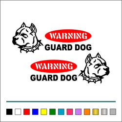 番犬 004【 WARNINGA GUARD DOG 楕円 】ステッカー お得左右セット【カラー選択可】 送料無料♪ 1枚目の画像