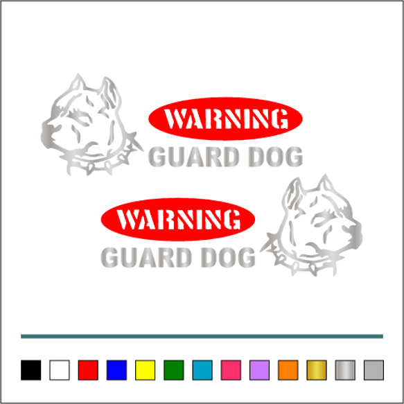 番犬 004【 WARNINGA GUARD DOG 楕円 】ステッカー お得左右セット【カラー選択可】 送料無料♪ 4枚目の画像