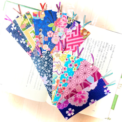 #189 手作り布製しおり  ブックマーク 綺麗な和柄12枚  花柄 1枚目の画像