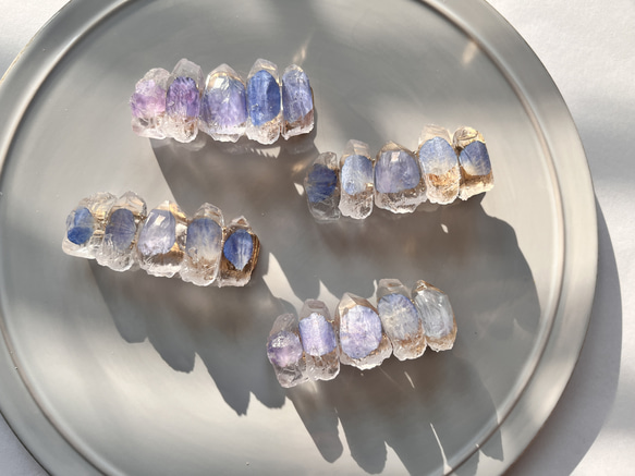 ♡鉱物植物標本♡紫陽花のドライフラワーと押し花の鉱石レジン