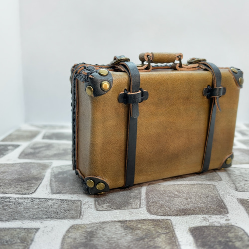 受注製作】本革 1/6ドール用 ミニチュアクラシックトランク（ブラウン