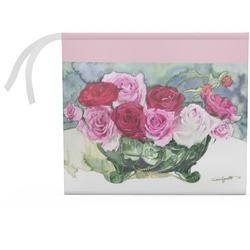 [訂做]「粉玫瑰與綠色仿古玻璃」義大利乙烯基或皮革手提包 第12張的照片