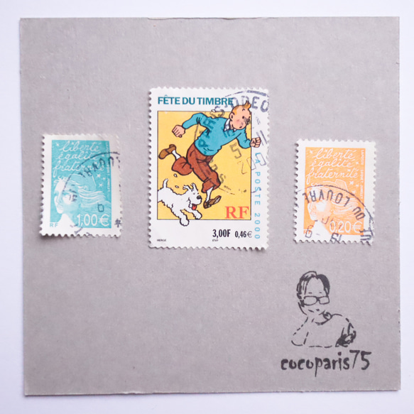 フランス切手タンタン漫画3点セット 1枚目の画像