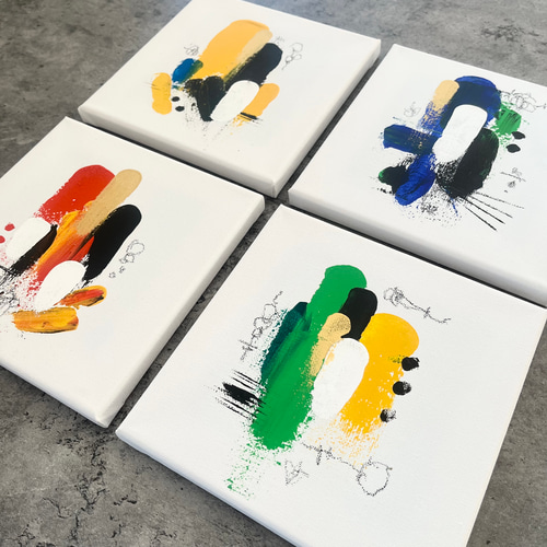 現代アート 4枚set モダン カラフル 個性的 アートパネル インテリア