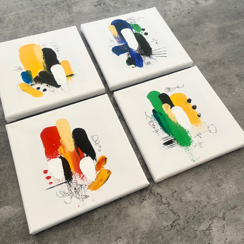 現代アート 4枚set モダン カラフル 個性的 アートパネル インテリア