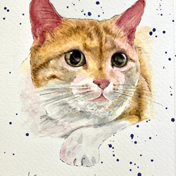 オーダーメイド　サンプル　猫の絵　水彩画 1枚目の画像