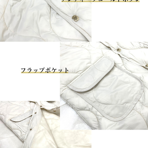 SALE】ゴールド釦 キルティング ロングベスト ノーカラージレ ベスト