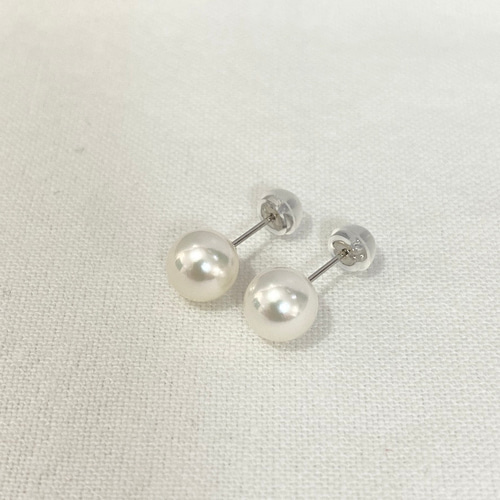 無調色】一粒パールピアス あこや真珠 7-7.5/7.5-8/8-8.5/8.5-9ミリ 