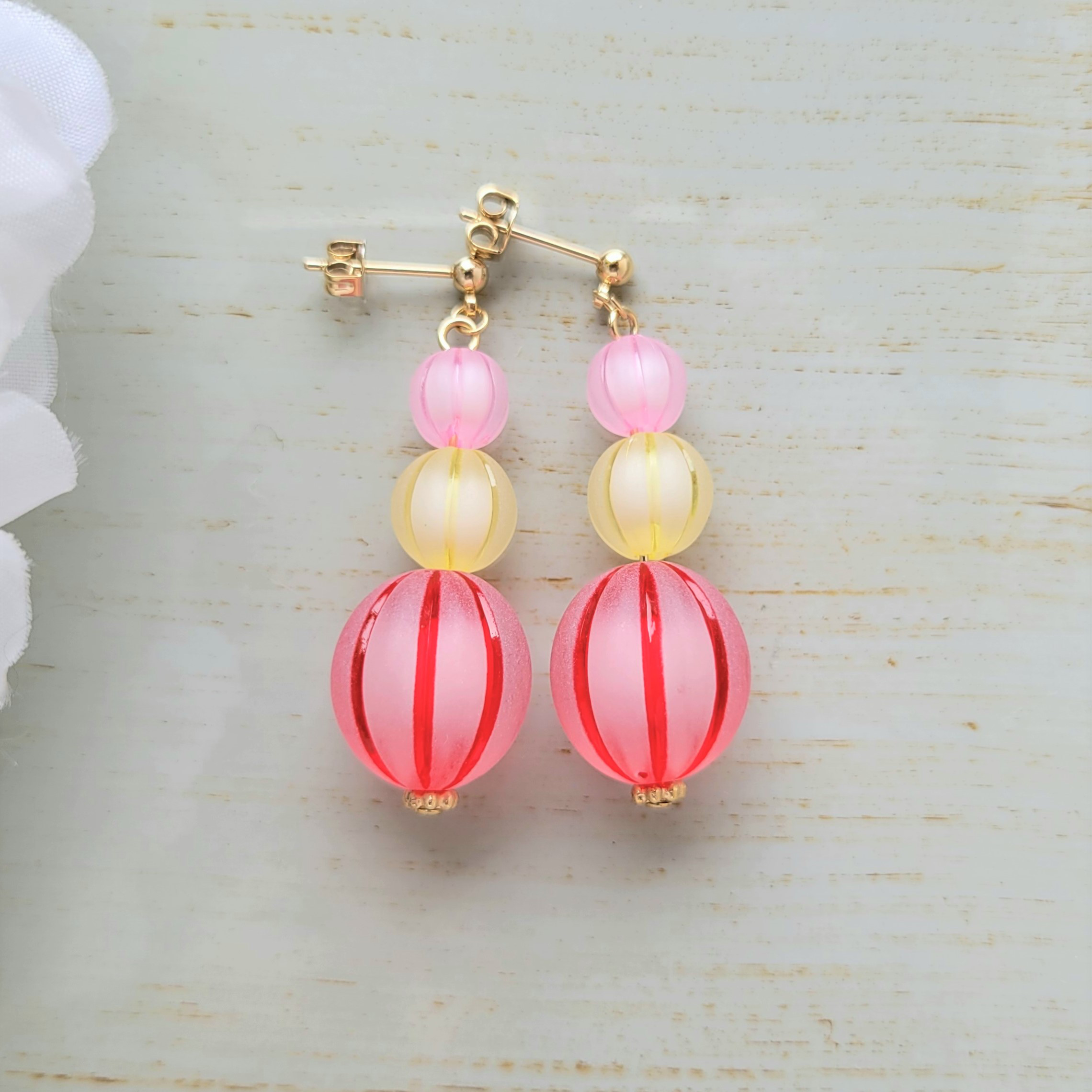 ハンドメイド　ピアス　イヤリング　No.52 NO.469 ハンドメイド ピアス イヤリング お花 クリア ロング