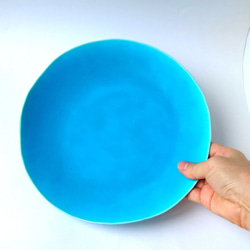 美しい青のお皿　8寸皿　陶器　 5枚目の画像