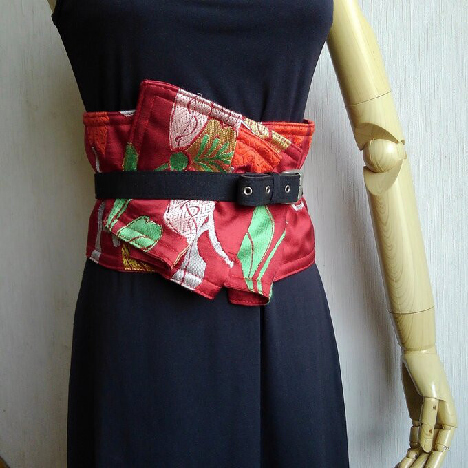 着物リメイクコルセットトップ 着物帯リメイク SPUR KIMONO