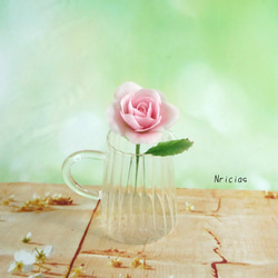 コロンと丸っこい薔薇✿クレイフラワー　ピンクNO.H1-P2L 4枚目の画像