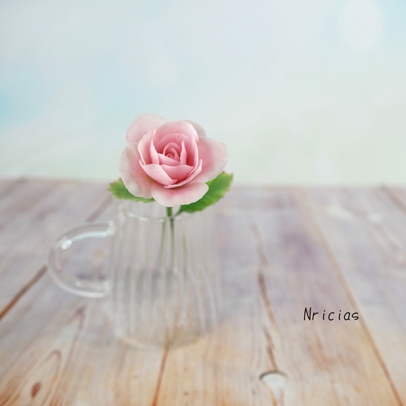 コロンと丸っこい薔薇✿クレイフラワー　ピンクNO.H1-P2L 10枚目の画像