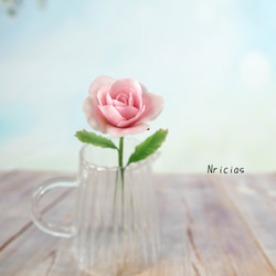 コロンと丸っこい薔薇✿クレイフラワー　ピンクNO.H1-P2L 2枚目の画像