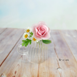 コロンと丸っこい薔薇✿クレイフラワー　ピンクNO.H1-P2L 9枚目の画像