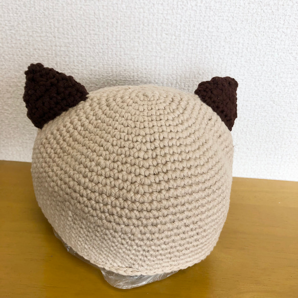 猫帽子☆シャム猫☆キッズキャップ　50cm〜54cm  ♡保護猫支援♡ 4枚目の画像