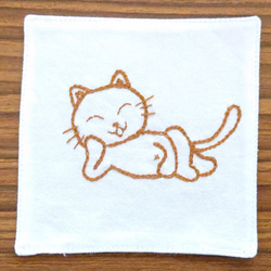 【送料無料】コースター 手刺し 繰り返し洗って使える　猫　日本製　プチギフト　限定品 3枚目の画像