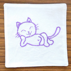 【送料無料】コースター 手刺し 繰り返し洗って使える　猫　日本製　プチギフト　限定品 2枚目の画像