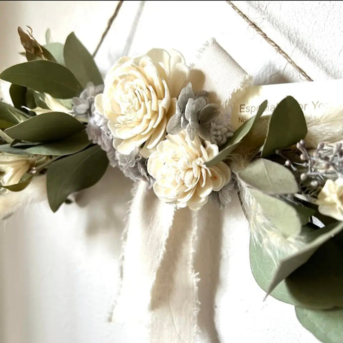 Eucalyptus natural swag〜ユーカリポポラスの横型スワッグ 横長