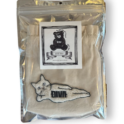 名前入れ バッグ ねこ ネコ 猫 ワッペン 3D刺繍 キャンバストートバッグ トラベルポーチ 7枚目の画像