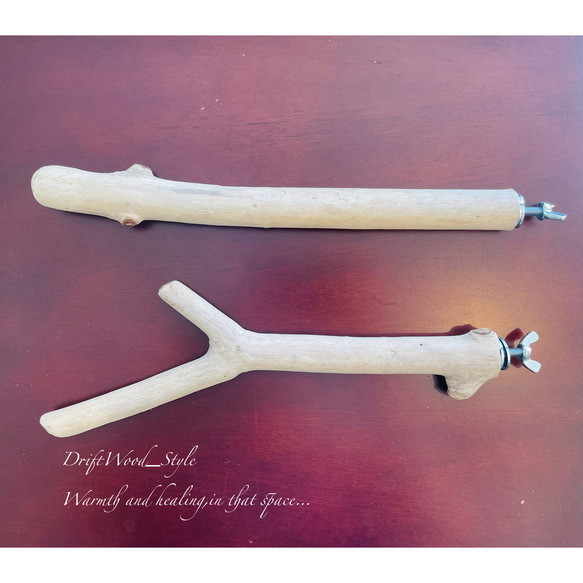 流木インテリア ２個セット バードケージ用の天然流木の止まり木 鳥かご ケージ ニームパーチ インコ とまり台 N8 1枚目の画像