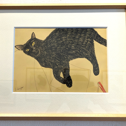 原画「ヒトの爪切りを邪魔する黒ネコ」 絵画 TAMAISHI KAYO 通販