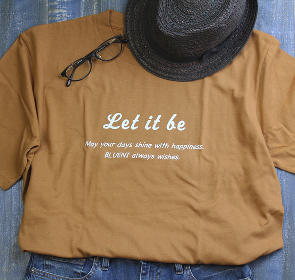 【5色展開】『Let it be』オリジナル　ビッグシルエットTシャツ／キャメル 4枚目の画像