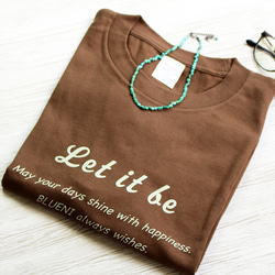 【5色展開】『Let it be』オリジナル　ビッグシルエットTシャツ／ダークブラウン 1枚目の画像