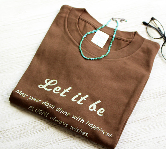 【5色展開】『Let it be』オリジナル　ビッグシルエットTシャツ／ダークブラウン 1枚目の画像