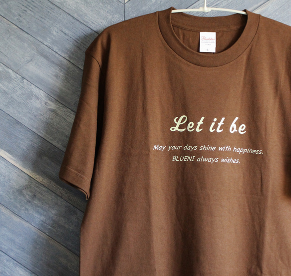 【5色展開】『Let it be』オリジナル　ビッグシルエットTシャツ／ダークブラウン 2枚目の画像