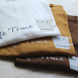 【3色展開】『Cafe Time』オリジナル　ビッグシルエットTシャツ／ホワイト 3枚目の画像