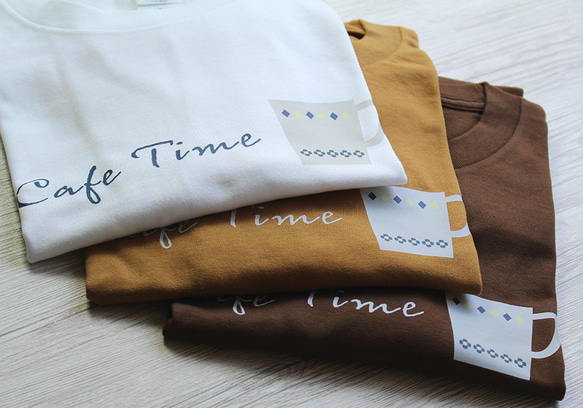 【3色展開】『Cafe Time』オリジナル　ビッグシルエットTシャツ／ホワイト 3枚目の画像