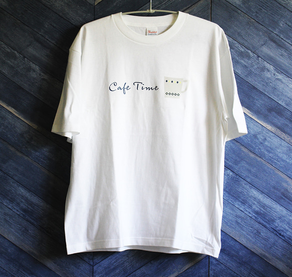 【3色展開】『Cafe Time』オリジナル　ビッグシルエットTシャツ／ホワイト 5枚目の画像