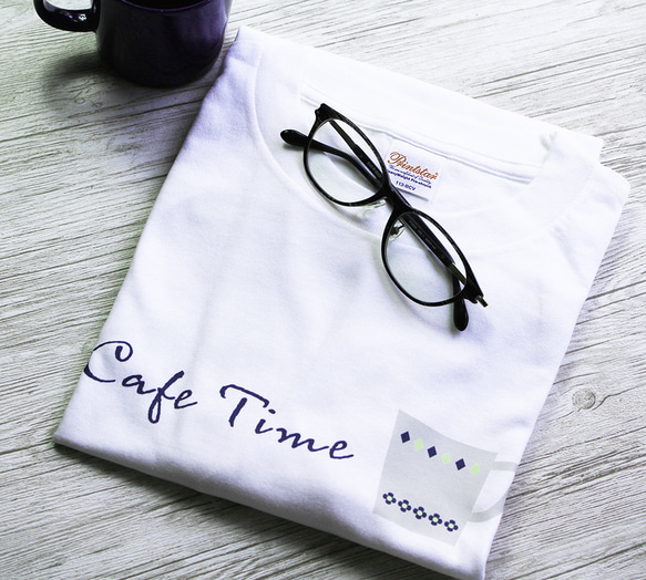 【3色展開】『Cafe Time』オリジナル　ビッグシルエットTシャツ／ホワイト 2枚目の画像