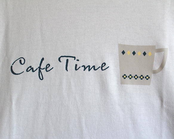 【3色展開】『Cafe Time』オリジナル　ビッグシルエットTシャツ／ホワイト 4枚目の画像