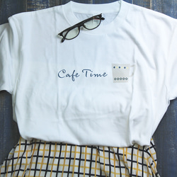 【3色展開】『Cafe Time』オリジナル　ビッグシルエットTシャツ／ホワイト 6枚目の画像