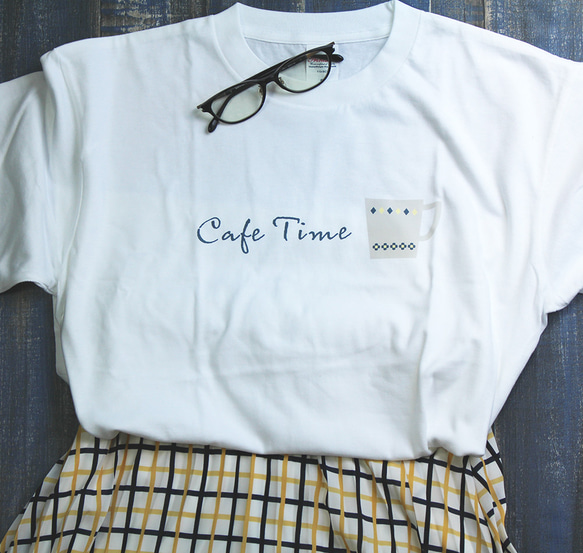 【3色展開】『Cafe Time』オリジナル　ビッグシルエットTシャツ／ホワイト 6枚目の画像