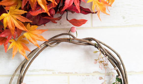 玄関リース　　ブラウンコットンリース　　秋リース,　クリスマスリース、　ニッチ、ギフトなど。 6枚目の画像