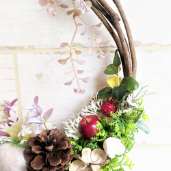 玄関リース　　ブラウンコットンリース　　秋リース,　クリスマスリース、　ニッチ、ギフトなど。 3枚目の画像