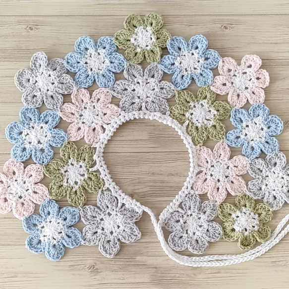 モチーフ編みティペット つけ襟 付け襟 つけ衿 かぎ針編み レース編み