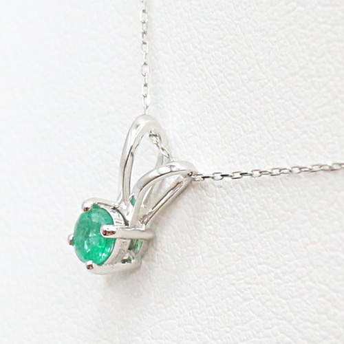 AG-K10-06 天然石 K10 WG ペンダント トップ エメラルド ネックレス