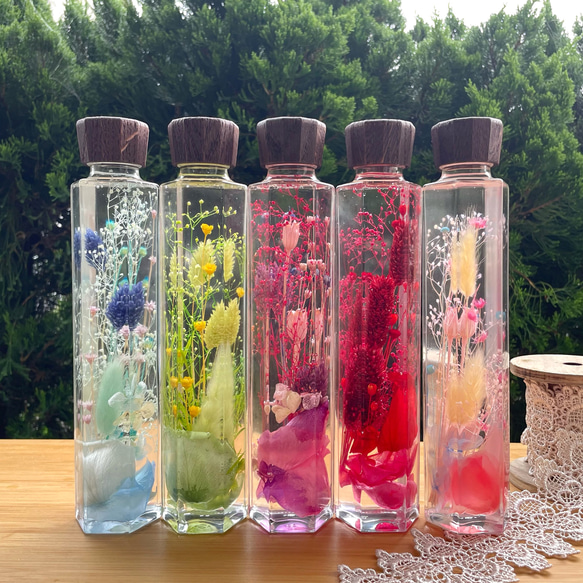 木製キャップ】ハーバリウムM（プリザーブドフラワー 幅4.5cm×高さ22cm  