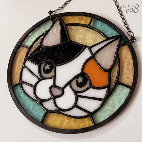 三毛猫のステンドグラス サンキャッチャー ダブルオウエイト 通販