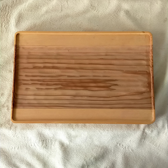 【手作り完成品】カッティングボード　まな板　おぼん　トレイ　ウッドプレート　杉　ヒバ 6枚目の画像