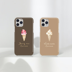 iCecream スマホケース　iPhoneケース　アイスクリーム　いちご　ココア　iPhone14/13/12/11 1枚目の画像