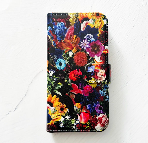 FLOWER柄 手帳型 iPhoneケース スマホケース 全機種対応 花 花柄 1枚目の画像